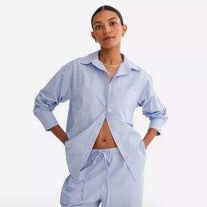 MATE the Label Organic Poplin Long Sleeve Button Down in Periwinkle